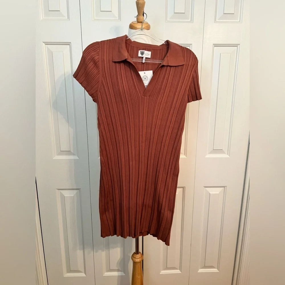 NWT LITA by Ciara ribbed polo dress in cinnamon - Picture 8 of 10